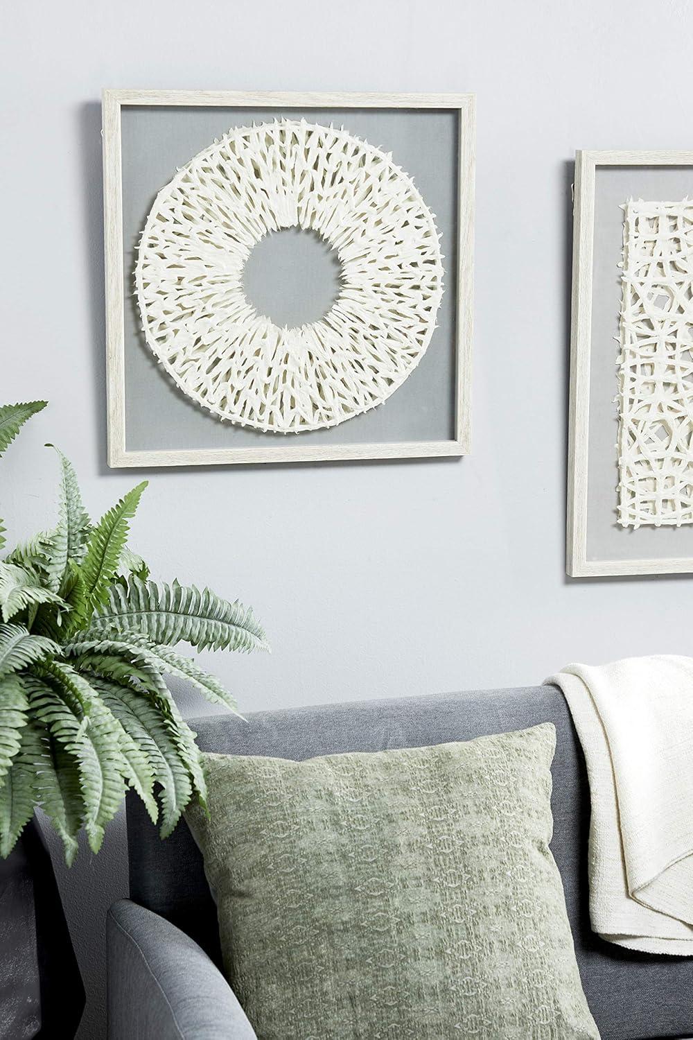 Gray and White Geometric Paper Cutout Shadow Box Art