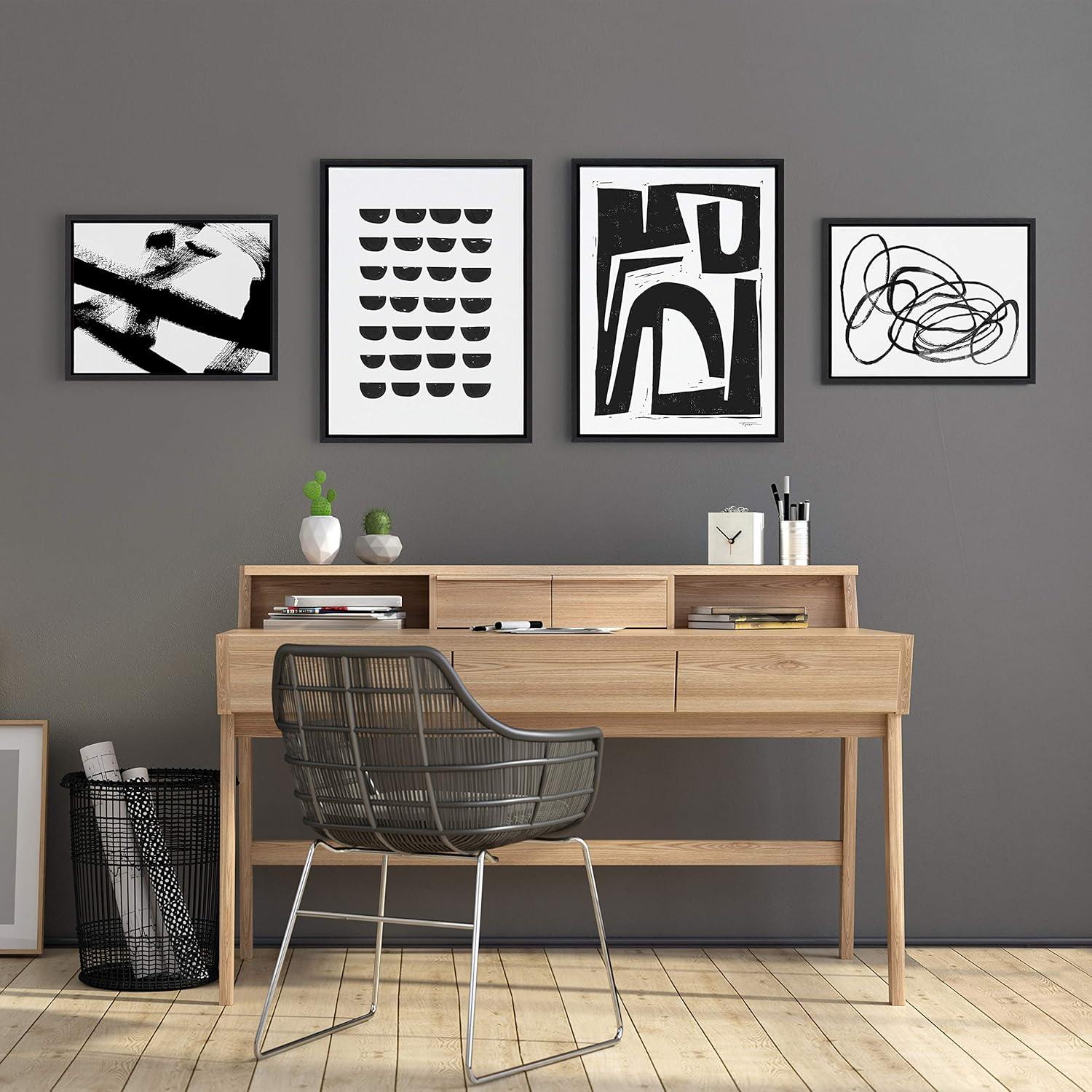 18" x 24" Sylvie Abstract Canvas Art Set by Kate & Laurel: Vertical Digital Prints, Plastic Frame