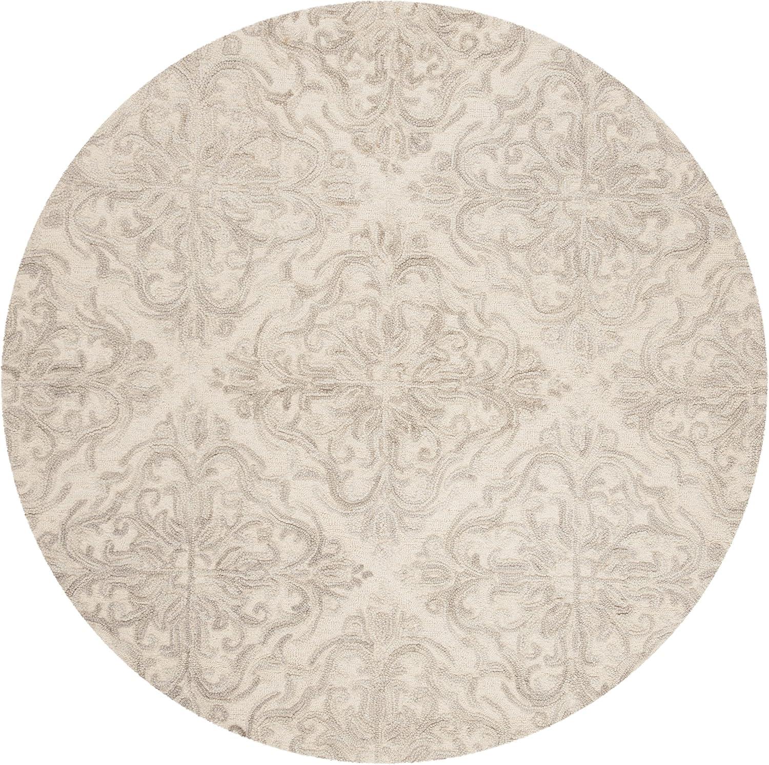 Blossom BLM103 Hand Tufted Area Rug - Ivory/Grey - 6' Round - Safavieh.