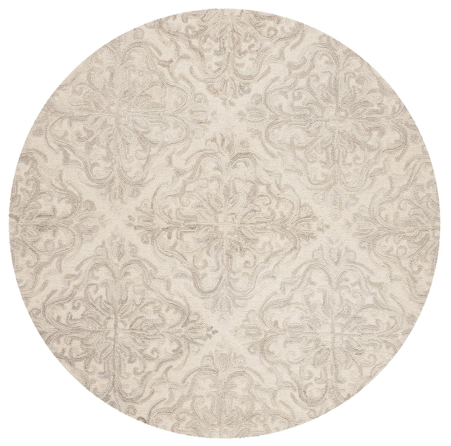 Blossom BLM103 Hand Tufted Area Rug - Ivory/Grey - 6' Round - Safavieh.