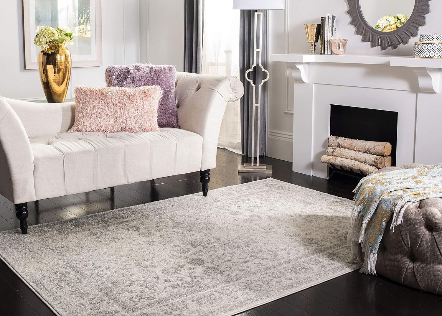 Adirondack ADR109 Machine Made Indoor Area Rug - Ivory/Silver - 4'x4' - Safavieh