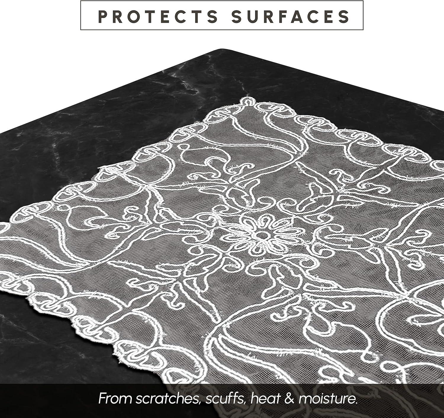 Elegant Comfort Embroidered Ingrid Table Runner, Lace-Style Dresser Scarf for Home and Dining Room, Decorative Tabletop Accent for Kitchen, Indoor, and Outdoor Use, 16 X 20 Inches, White