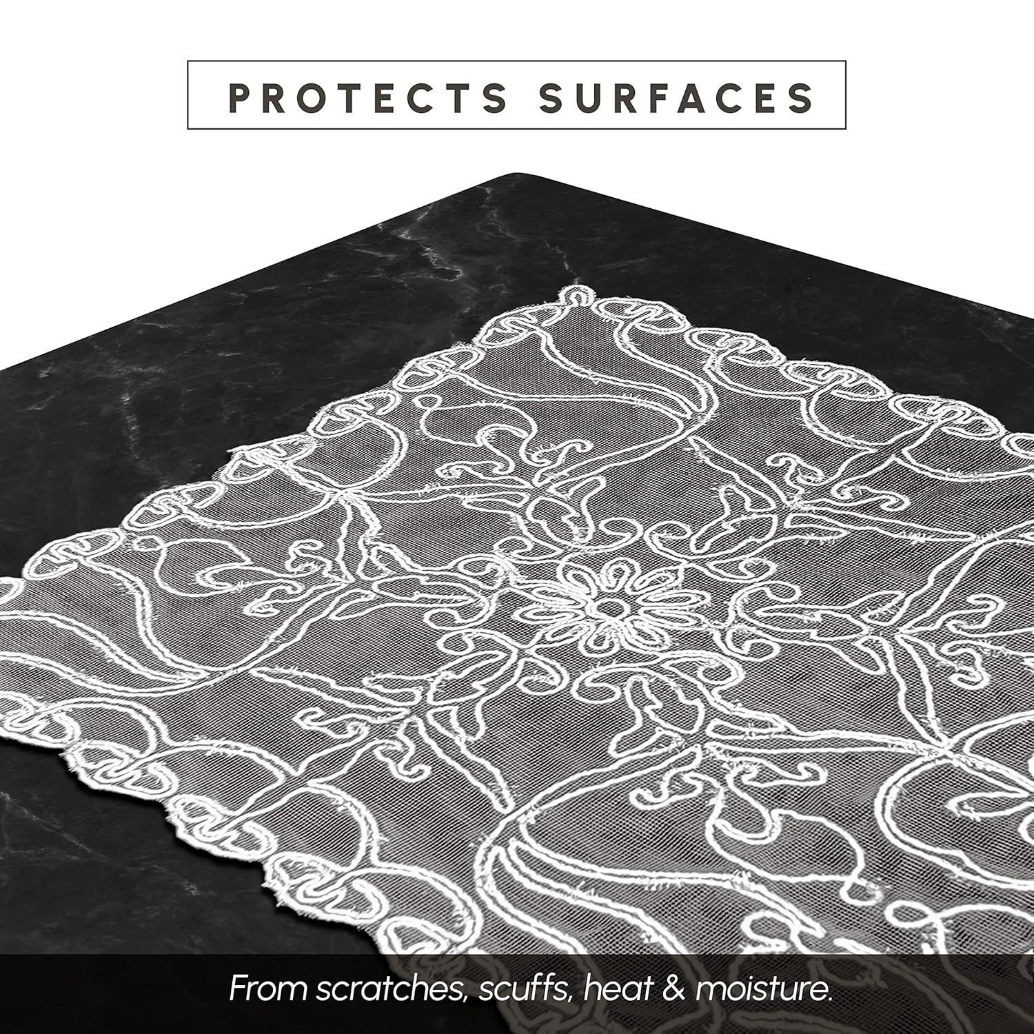 Elegant Comfort Embroidered Ingrid Table Runner, Lace-Style Dresser Scarf for Home and Dining Room, Decorative Tabletop Accent for Kitchen, Indoor, and Outdoor Use, 16 X 20 Inches, White