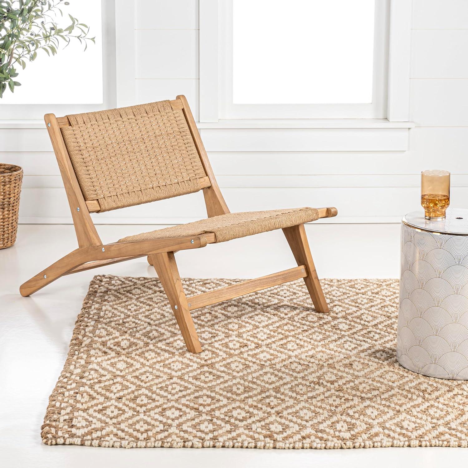 Parker Mid-Century Modern Woven Seagrass Wood Armless Lounge Chair - JONATHAN Y