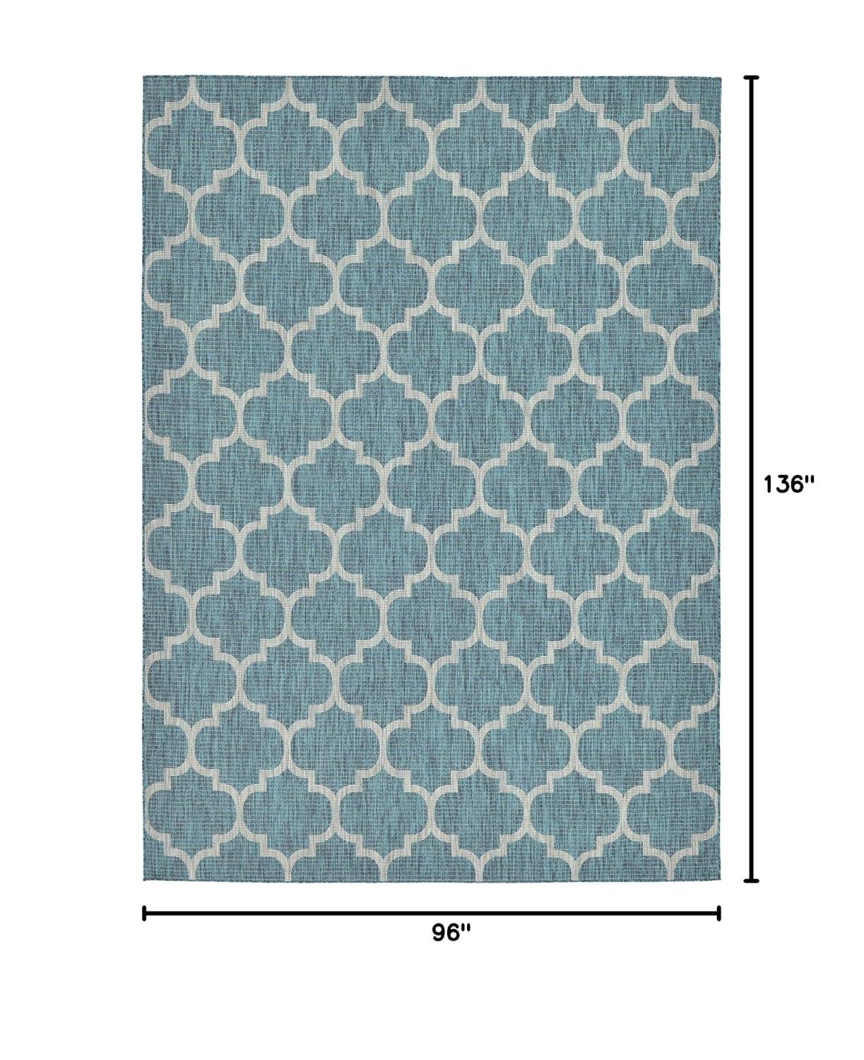 Unique Loom 8' 0 x 11' 4 Rectangle Indoor/Outdoor Trellis Teal Area Rug