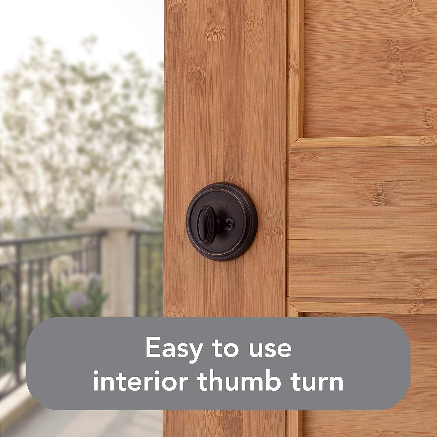 Baldwin Prestige 380 Round Single Cylinder Deadbolt Featuring SmartKey® Security