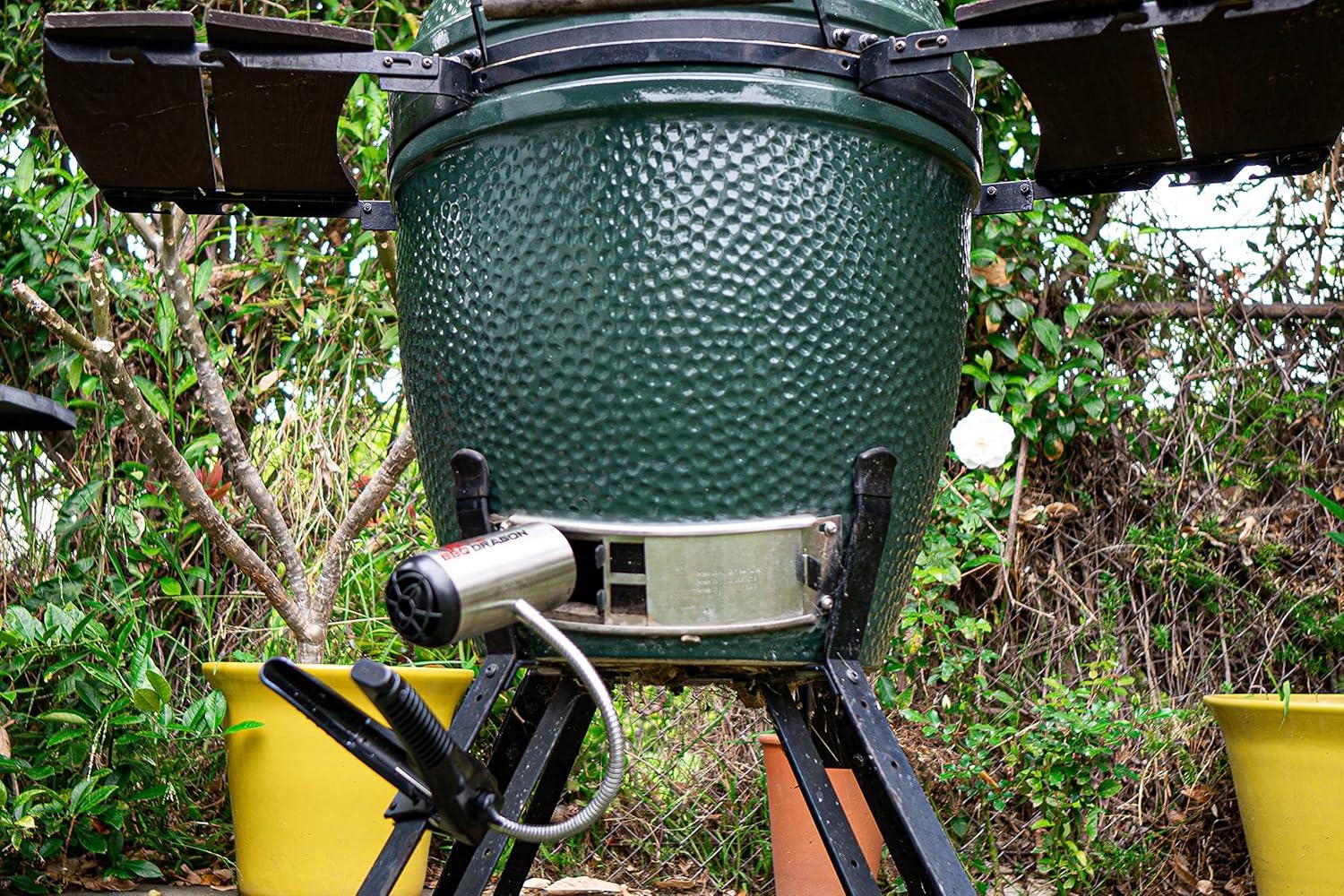 BBQ Dragon Grill Fan - Black: Stainless Steel Construction, No Assembly, Portable Charcoal Air Blower