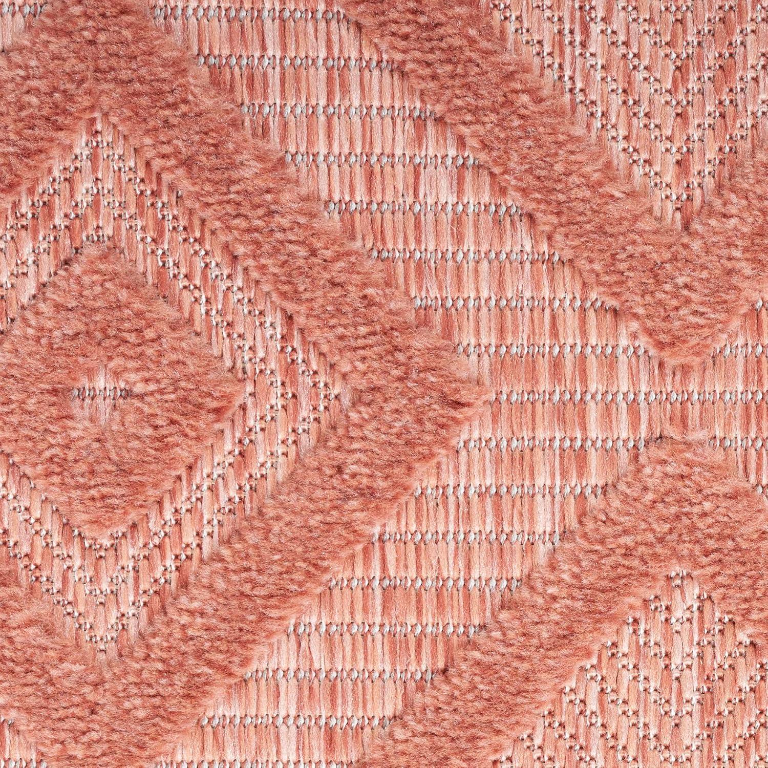 Nourison Versatile Diamond Geometric Flatweave Indoor Outdoor Area Rug Coral/Orange 6' x 9'