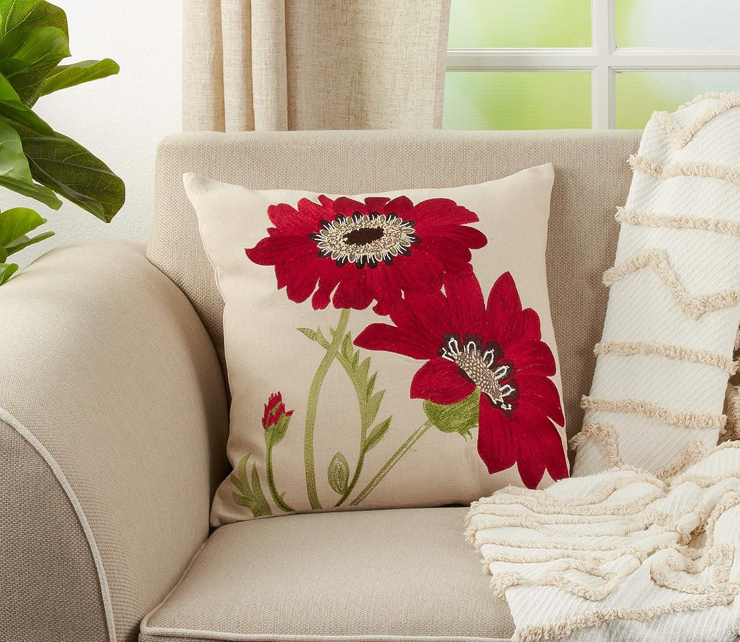 Embroidered Throw Pillow