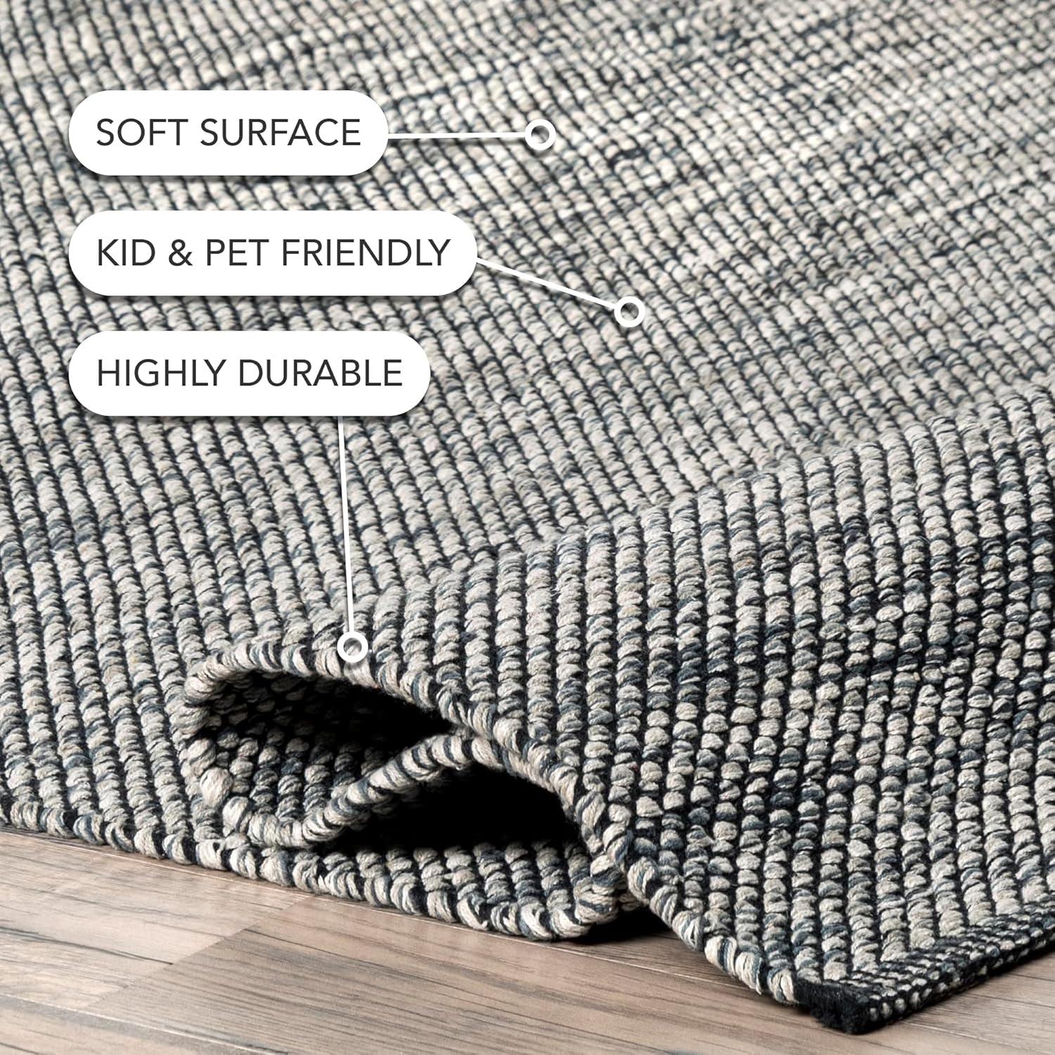 Nuloom Alessi Solid Farmhouse Cotton Kitchen Runner Indoor Area Rug - Hallway, Entryway, 2' 6" x 10', Gray
