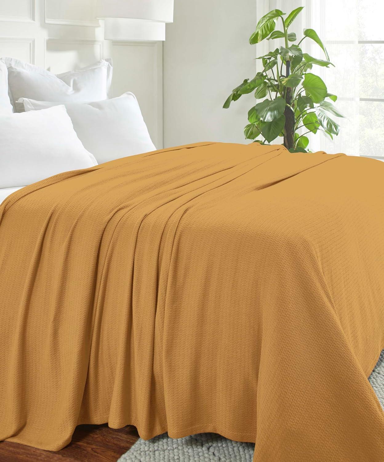 Waffle Weave Honeycomb Knit Soft Textured All-Season Cotton Blanket