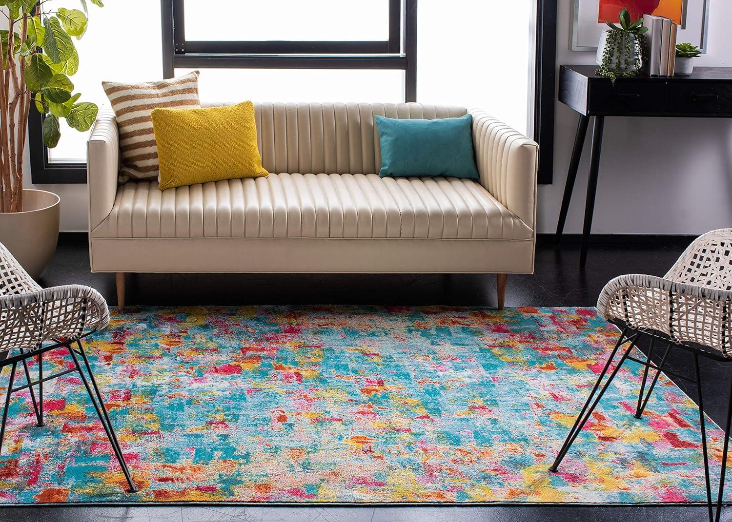 Luxor LUX332 Power Loomed Area Rug - Aqua/Fuchsia - 4'x6' - Safavieh.