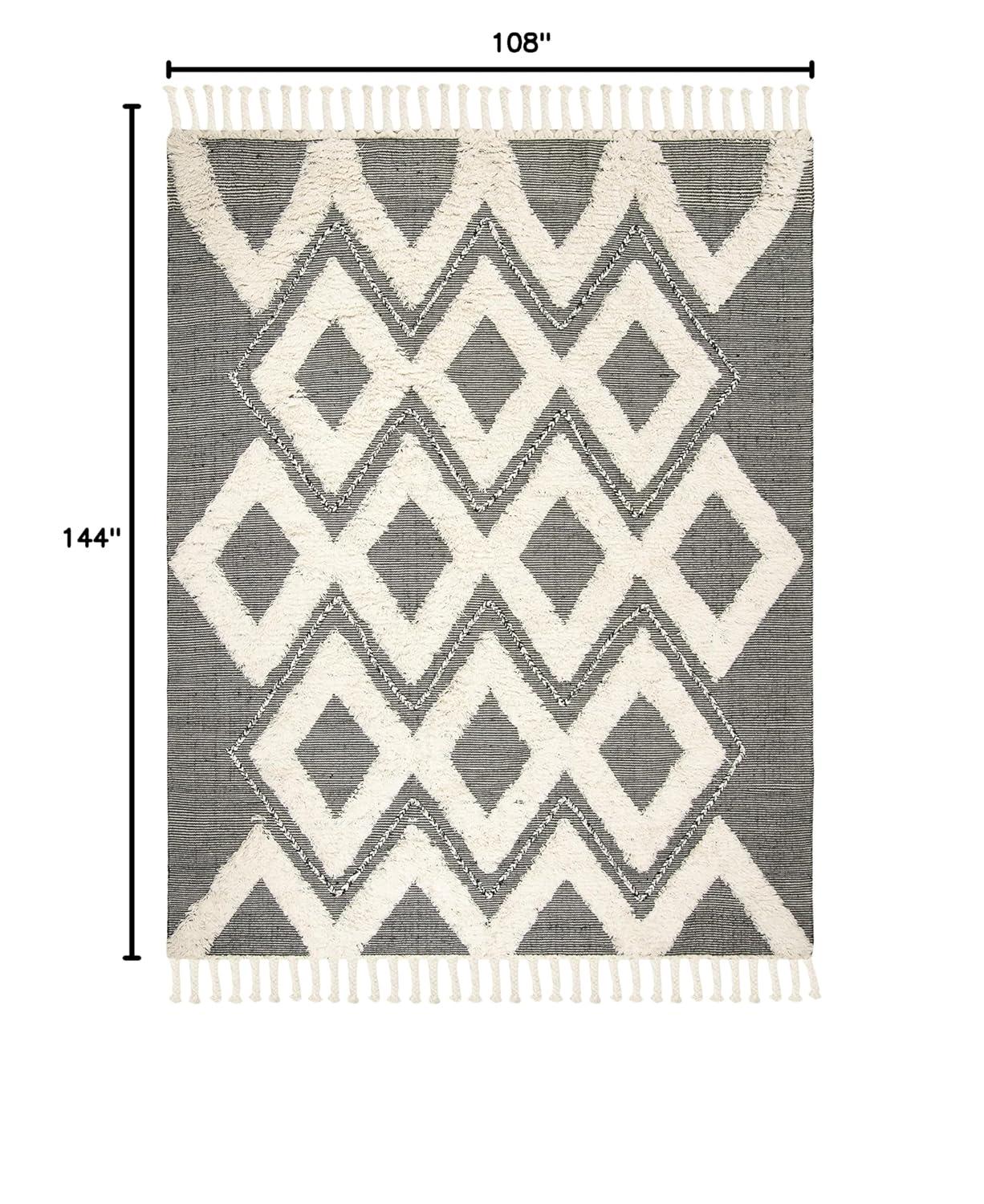 Kenya KNY903 Hand Knotted Area Rug - Black/Ivory - 8'9"x11'9" - Safavieh.