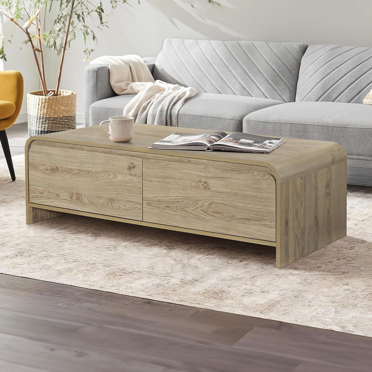 New Classic Furniture, Mara 47.25 in. Natural Rectangular Wood Coffee Table, Brown