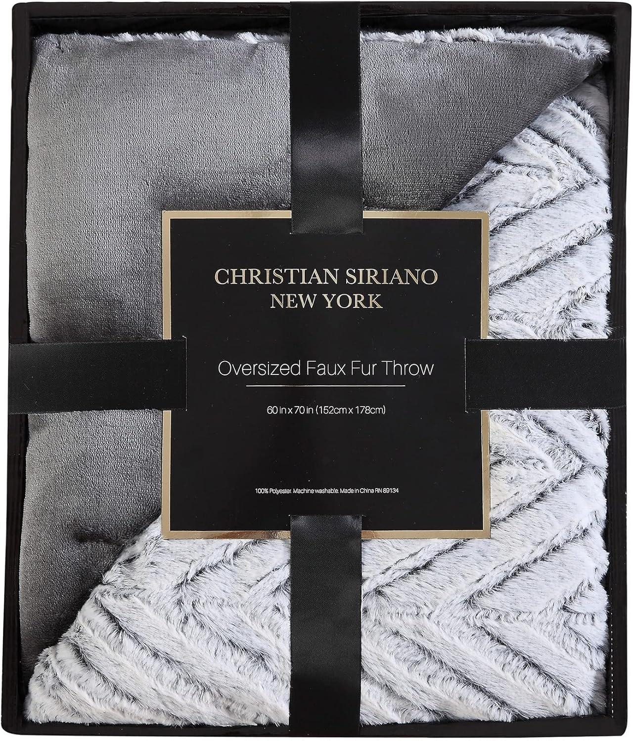 Christian Siriano New York  60" x 70" Gray Chevron Luxury Throw