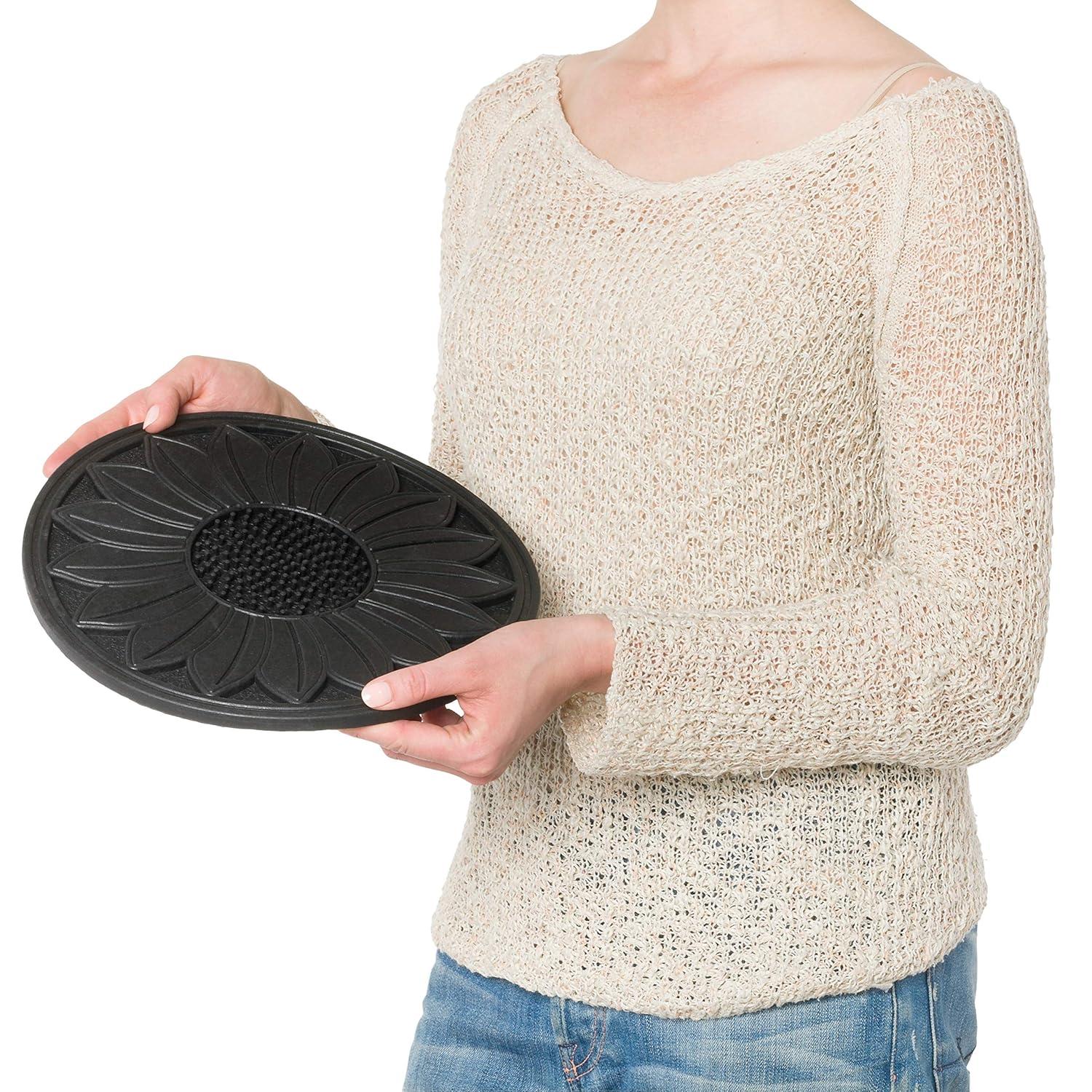 Black Rubber Compass Scroll Garden Stepping Stone Set, 11-3/4 inches