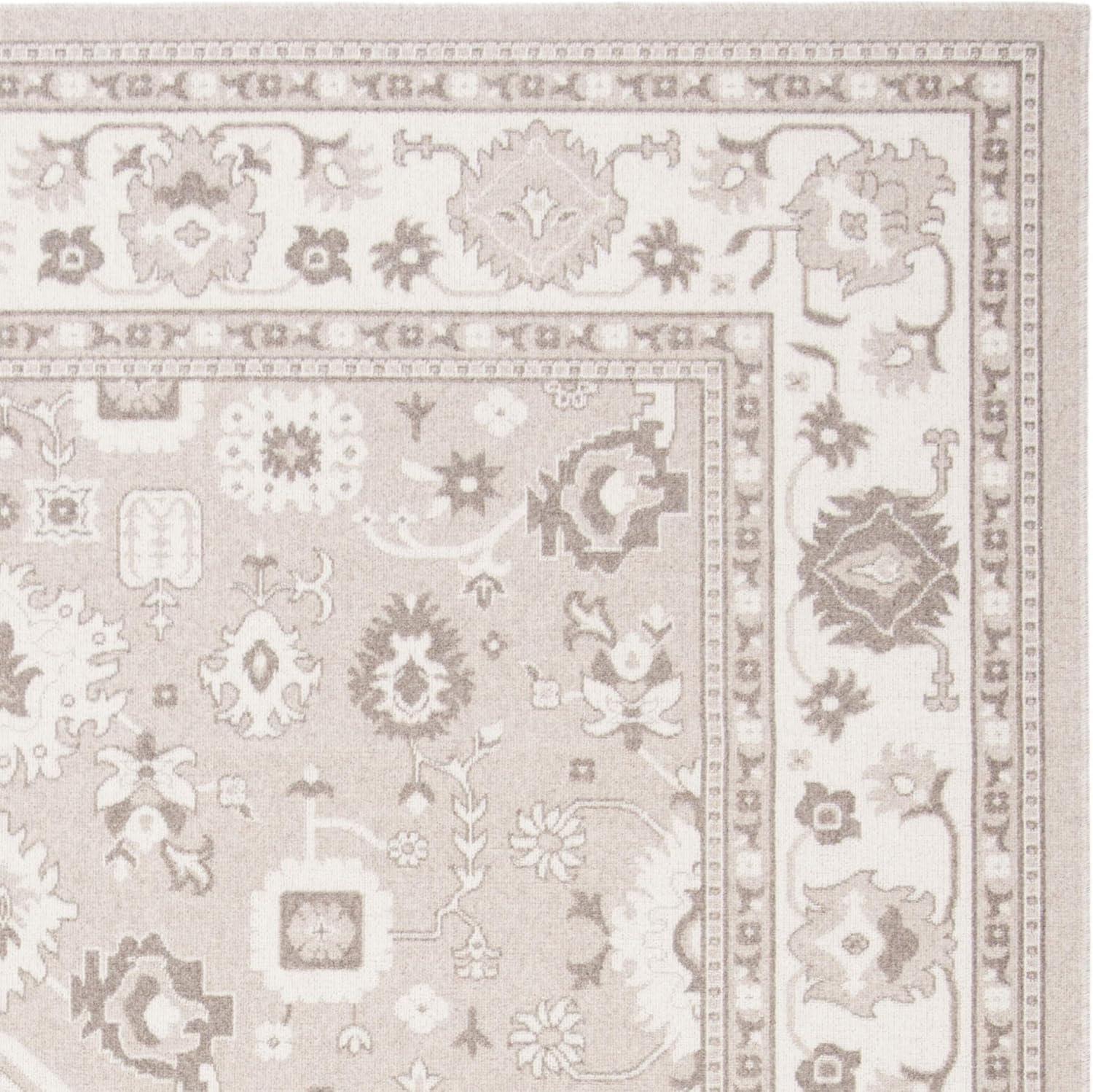 Taupe and Natural 3' x 5' Traditional Wool Blend Area Rug