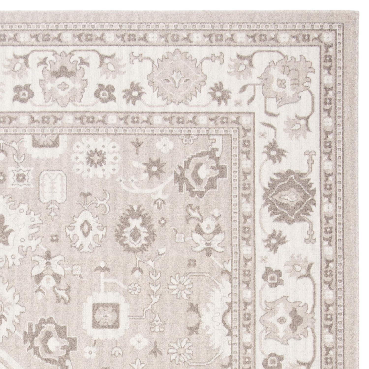 Taupe and Natural 3' x 5' Traditional Wool Blend Area Rug