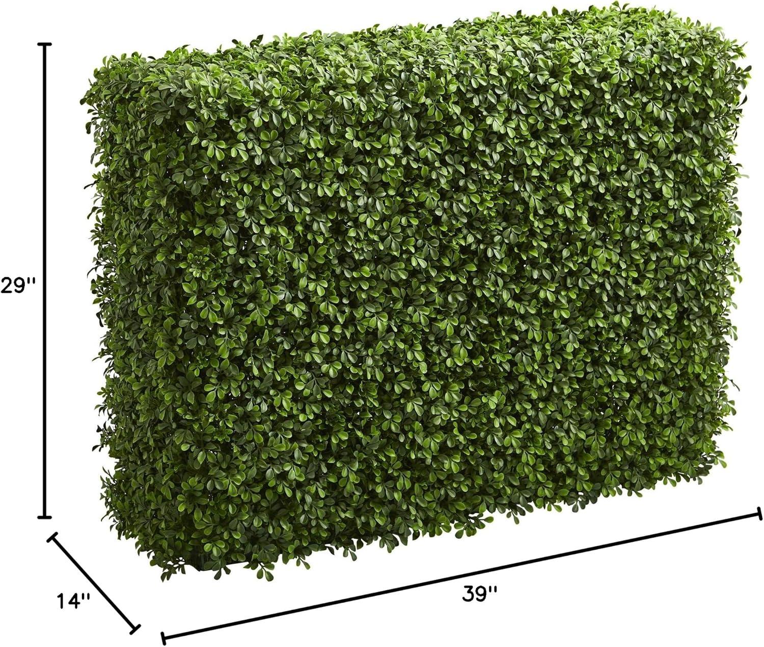 39" Green Plastic Boxwood Artificial Hedge for Indoor/Outdoor Use