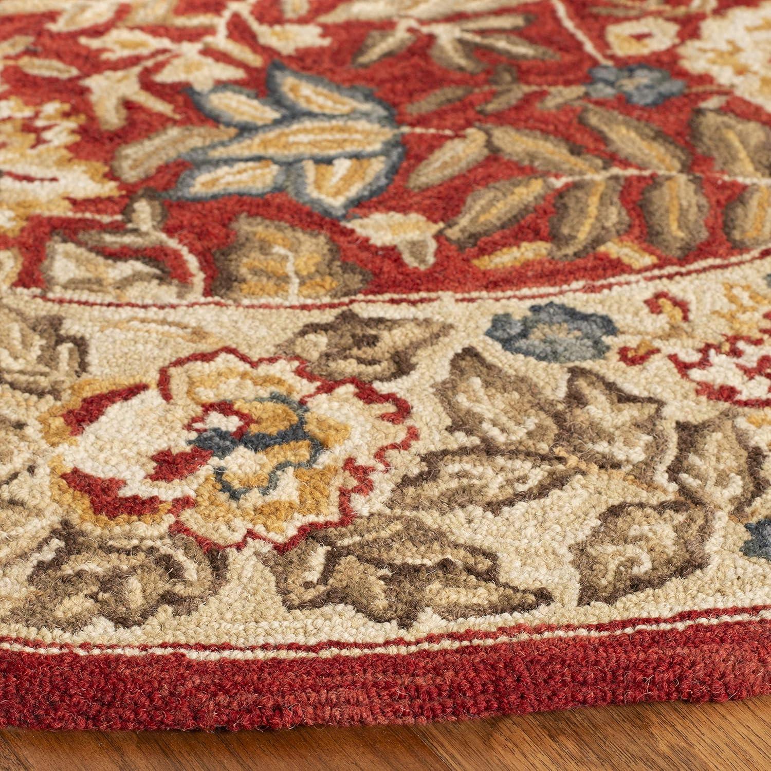 Chelsea HK140 Hand Hooked Area Rug - Red/Ivory - 8' round - Safavieh.