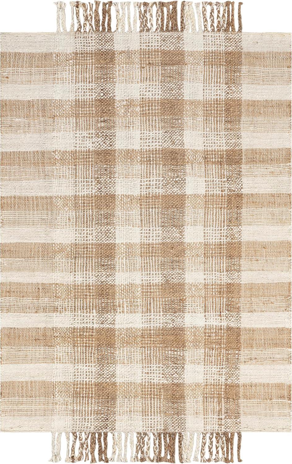 Artisanal Natural Jute 8'x10' Handcrafted Tassel Area Rug