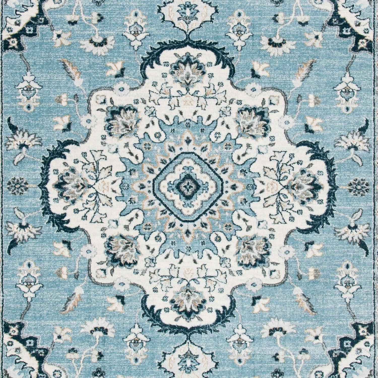 SAFAVIEH Isabella Tamzen Floral Bordered Area Rug, Light Blue/Cream, 4' x 6'