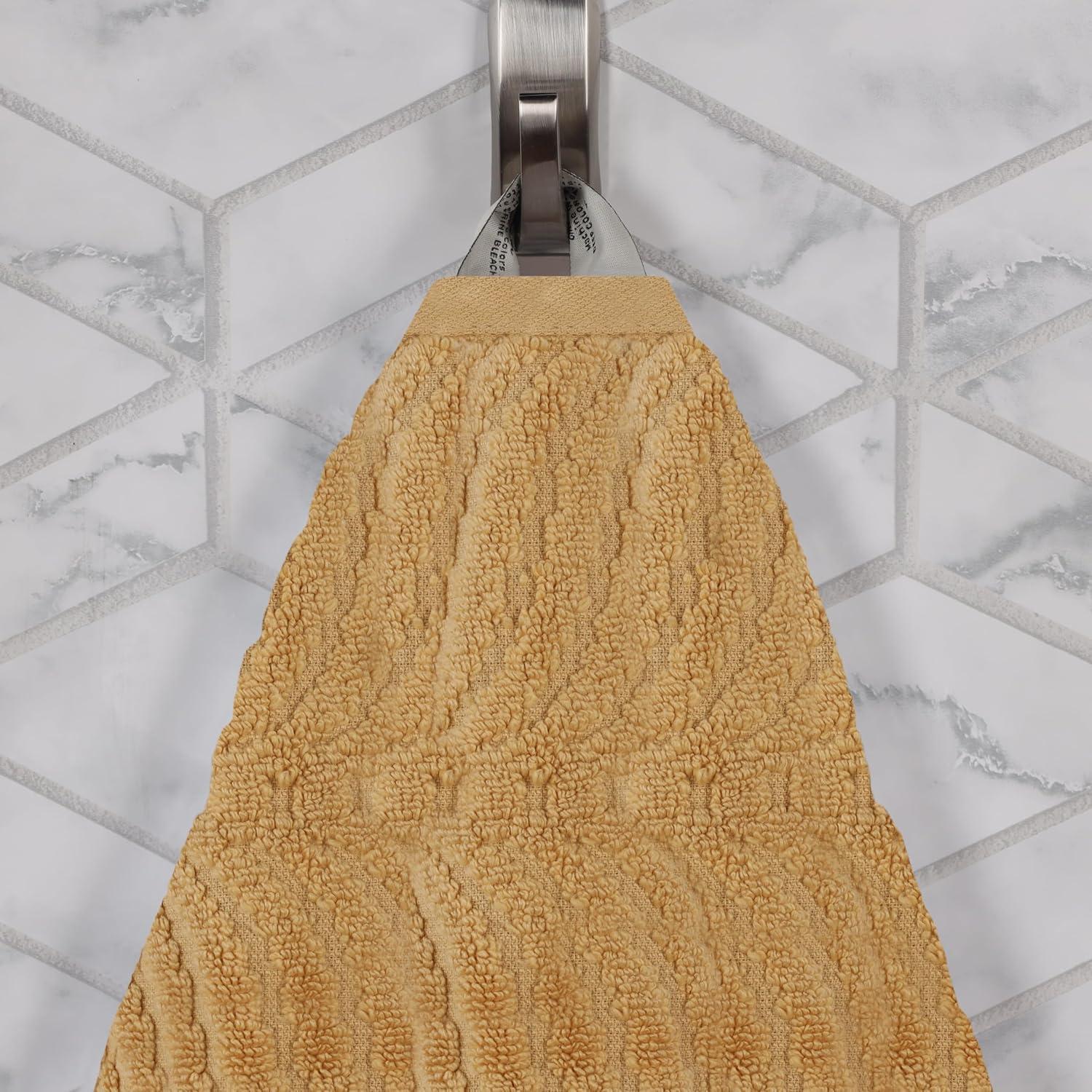 Superior Chevron Zero Twist Cotton 8-Piece Towel Set, Gold