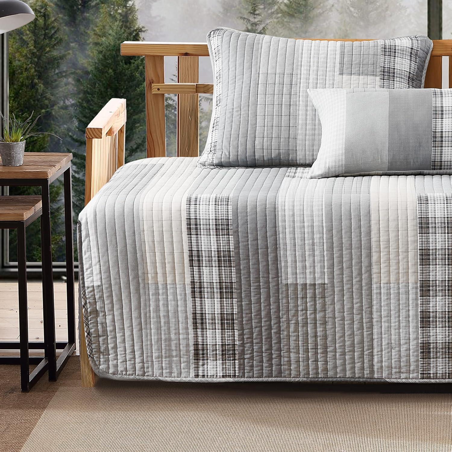 Eddie Bauer Fairview Grey Cotton 4 Piece Daybed Cover Set