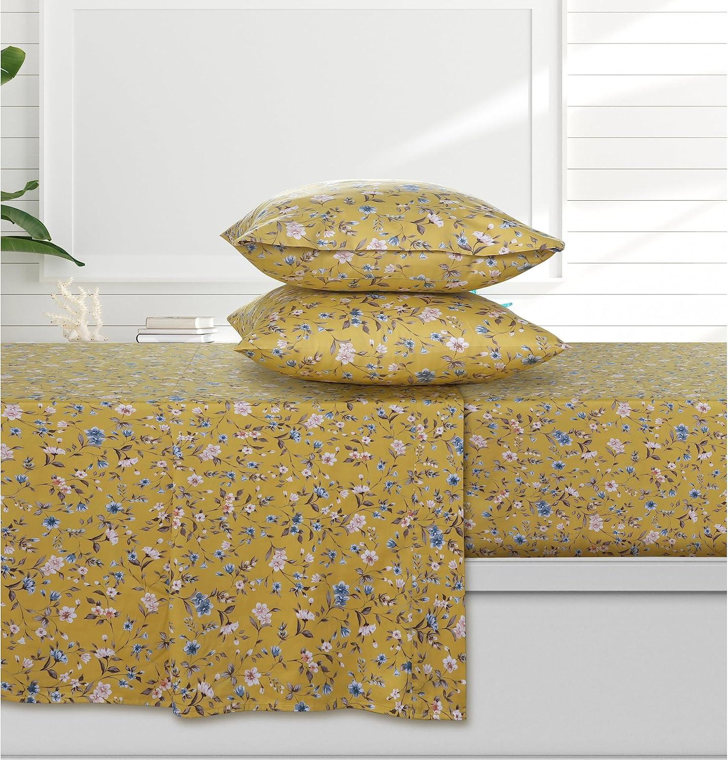 Azores Home Sateen Floral Sheet Set