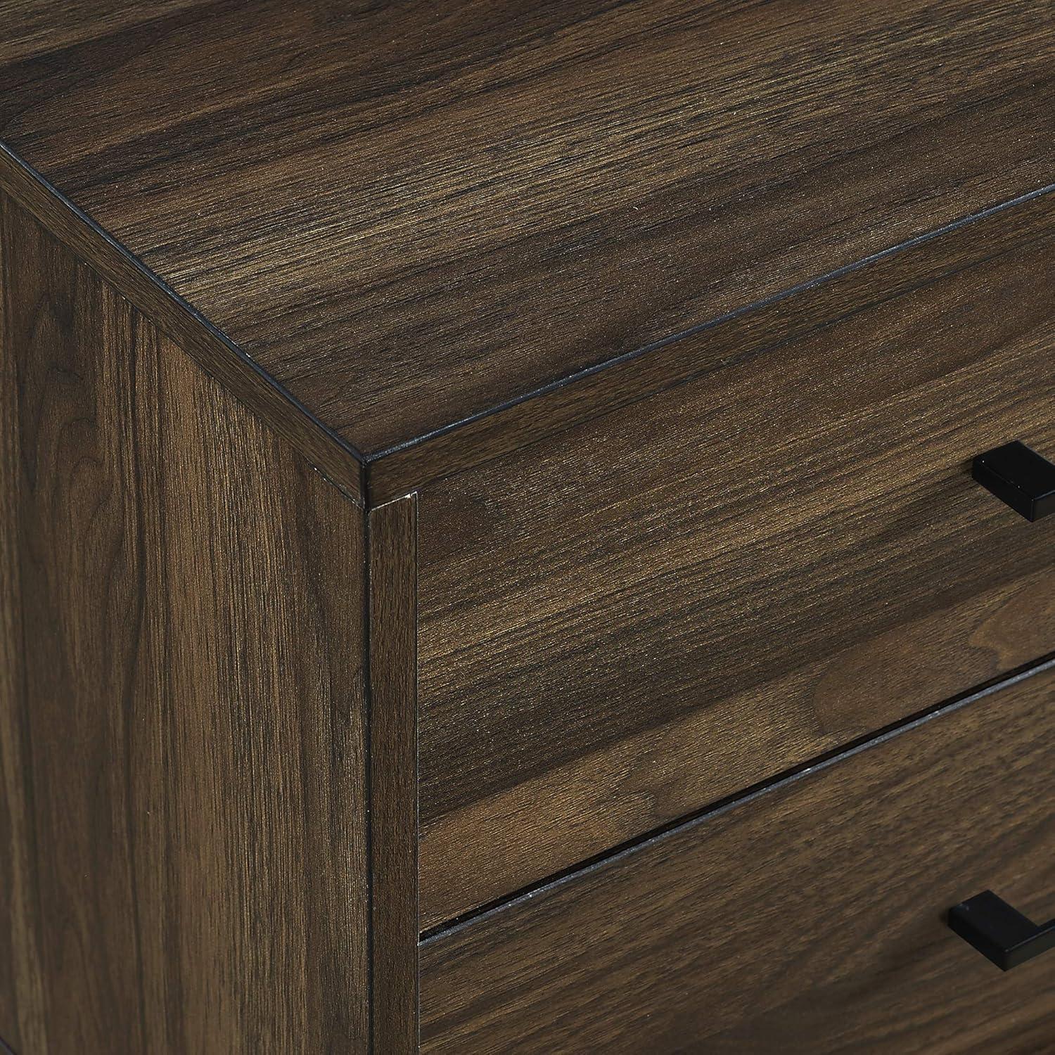 Wood Modern End Table with black metal handles - Dark Walnut