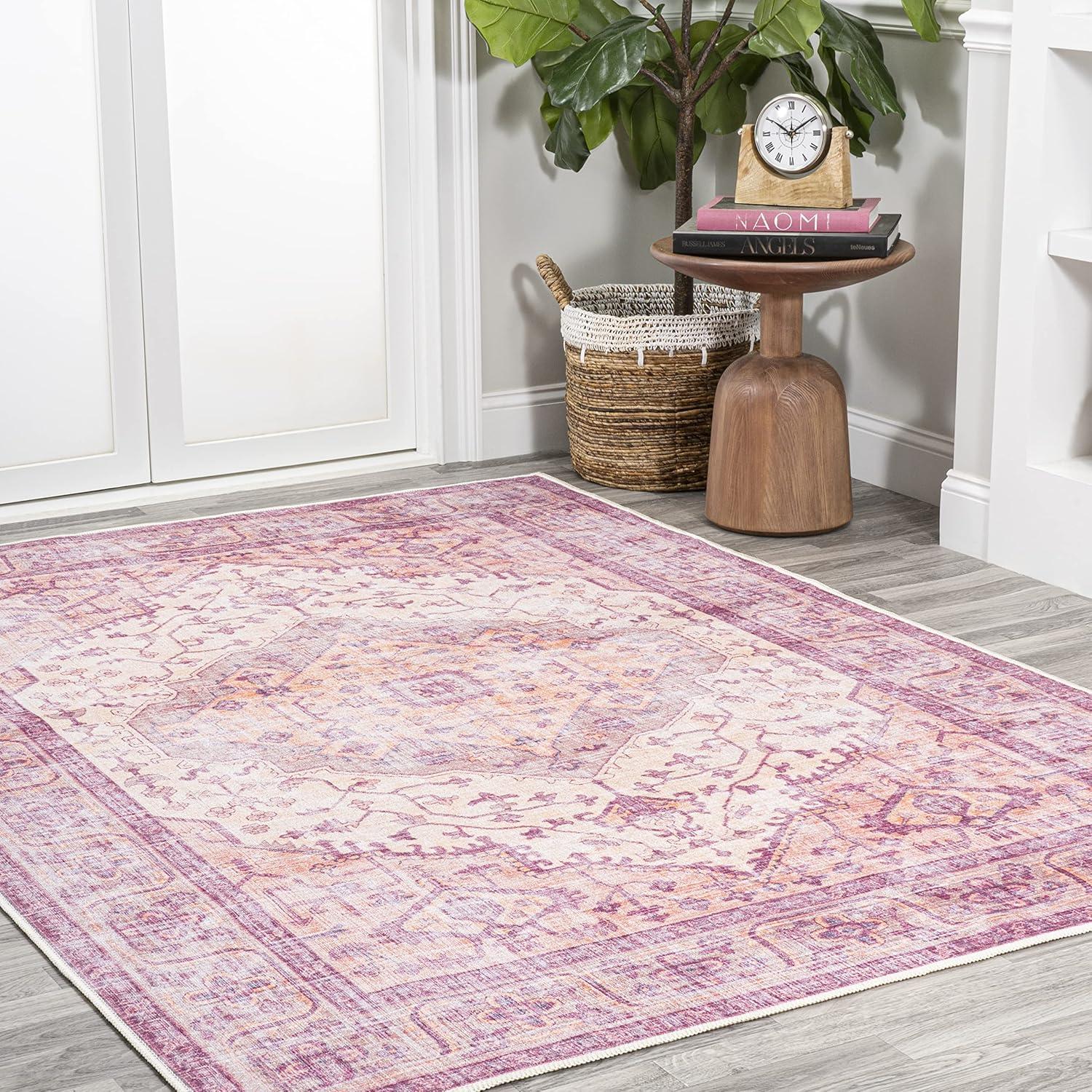 5' x 8' Alacati Ogee Medallion Machine Washable Indoor/Outdoor Area Rug, Red/Orange/Cream - JONATHAN Y