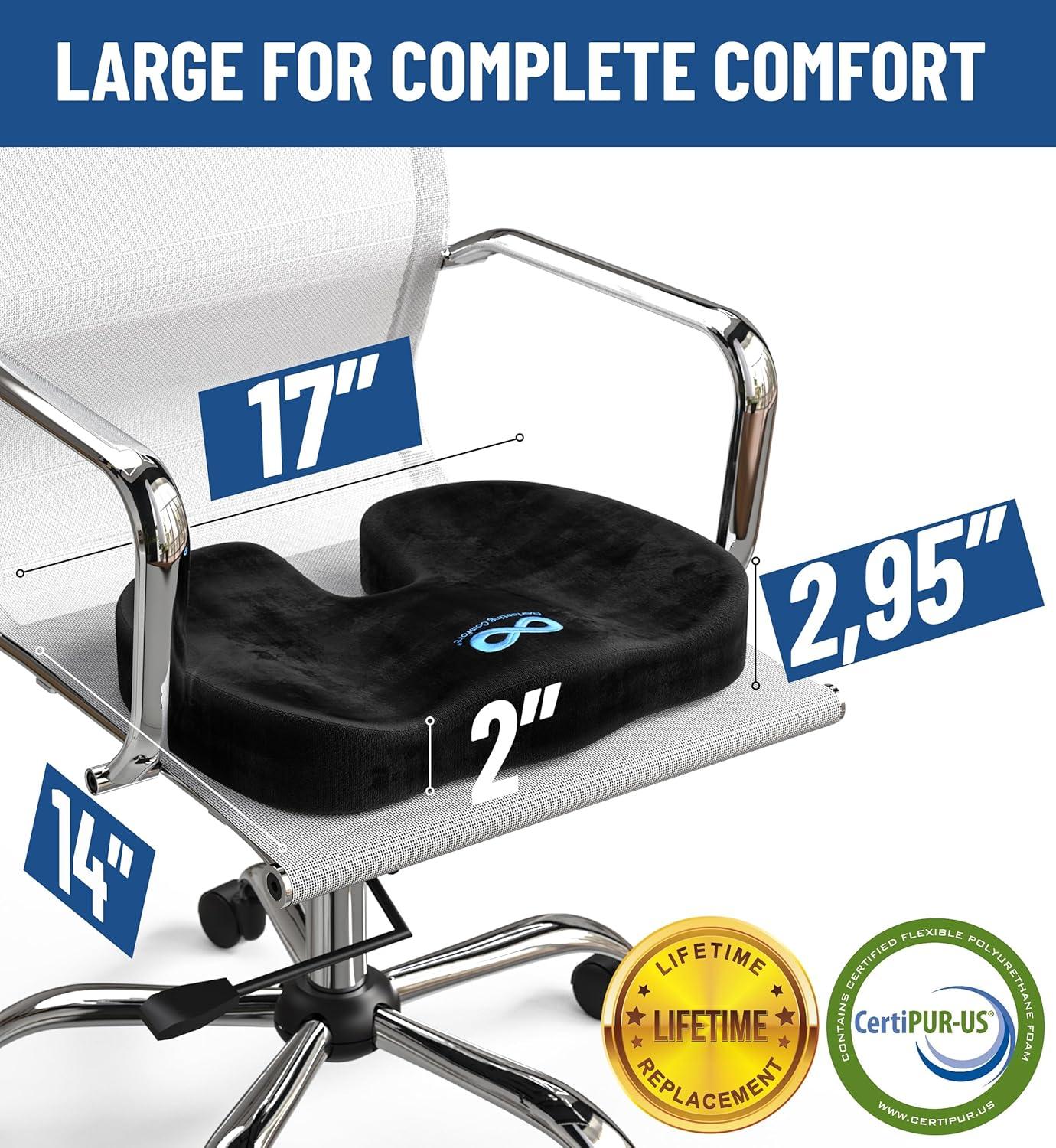 BEACHWATER POOL & SPA, LLC Doctor Recommended Memory Foam Seat Cushions For Office Chairs -  Eligible Tailbone Pain Relief Cushion, Sciatica & Back Support, Office Chair Cushion & Car Seat Cushion