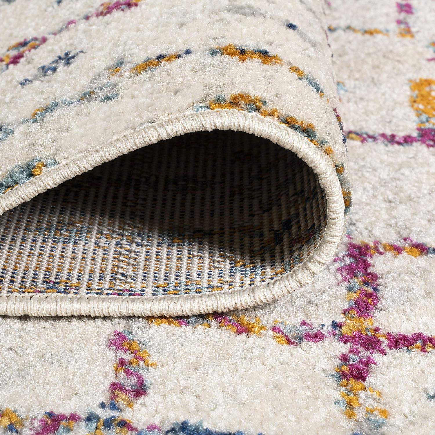 JONATHAN Y Moroccan HYPE Boho Vintage Diamond Ivory/Multi 4 ft. x 6 ft. Area Rug