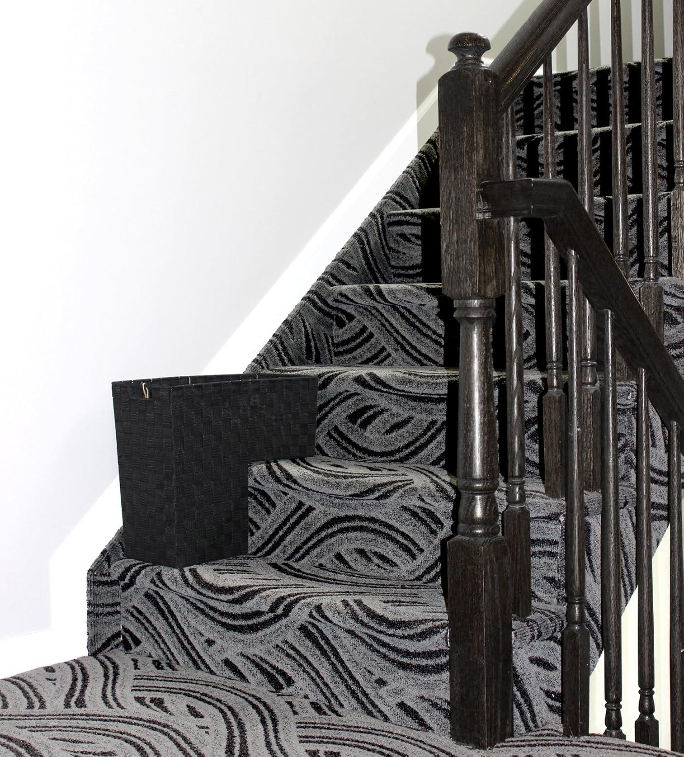 Black Nylon-Woven Stair Step Basket with Handle