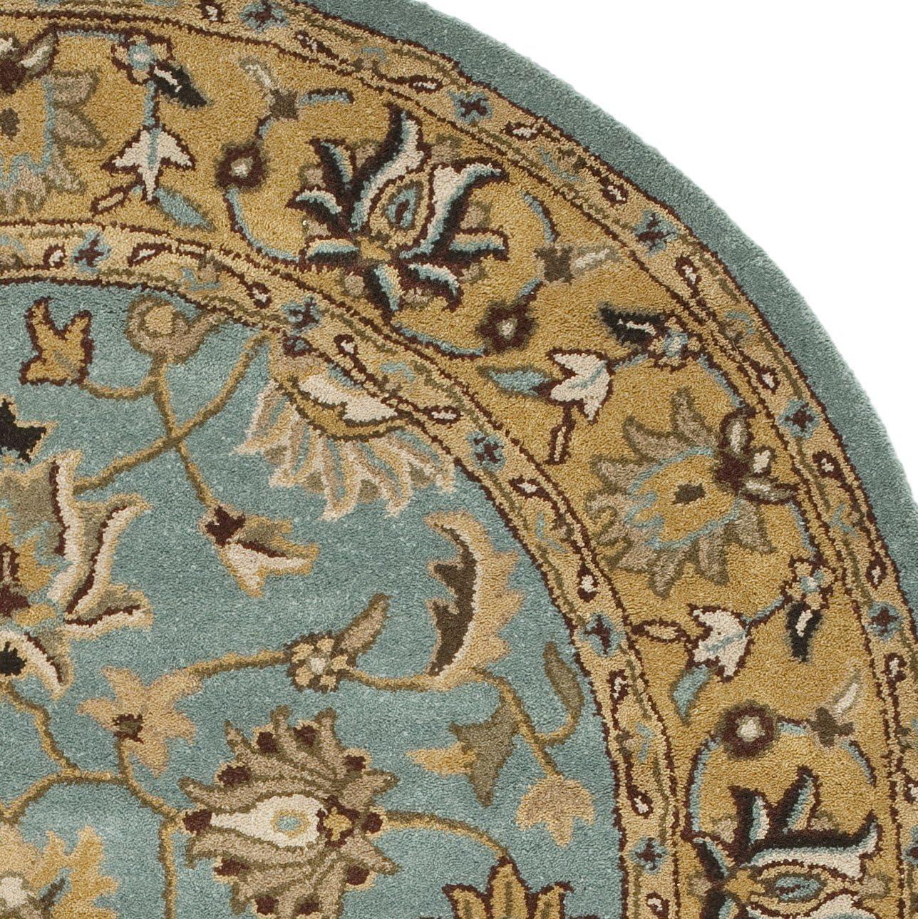 SAFAVIEH Heritage Dexter Traditional Wool Area Rug, Blue/Gold, 4'6" x 6'6" Oval