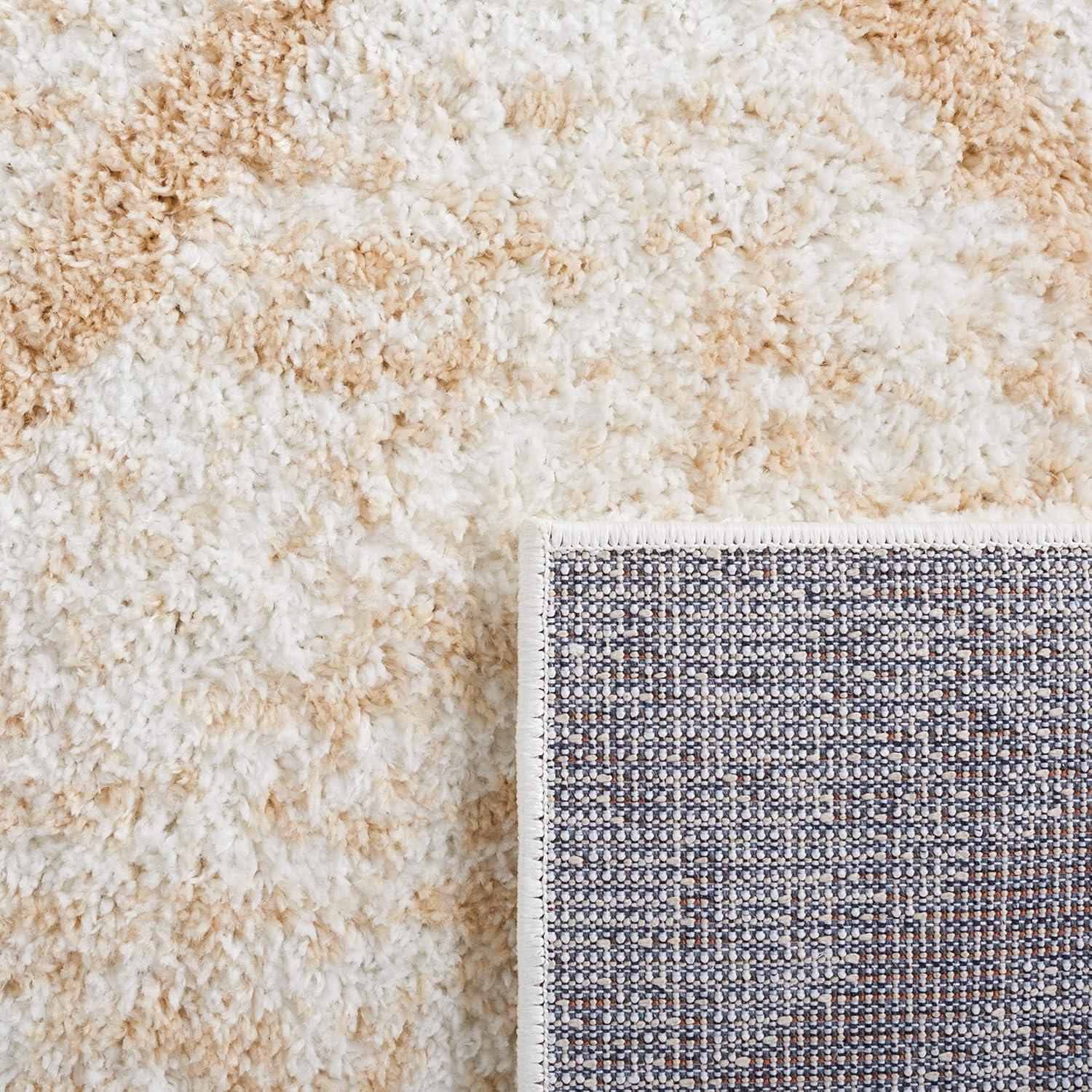 Berber Shag BER574 Power Loomed Indoor Area Rug - Ivory/Beige - 5'5"x7'7" - Safavieh