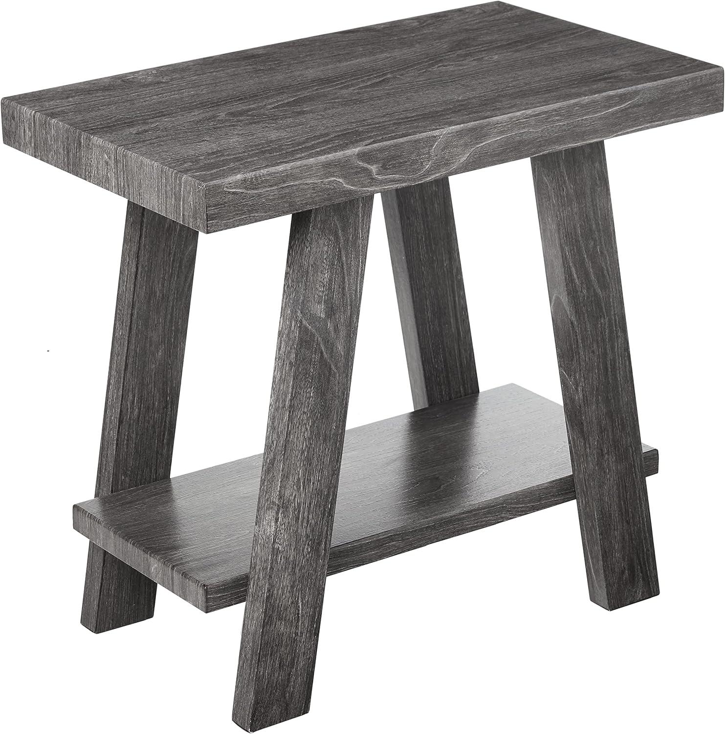 Roundhill Furniture Athens Contemporary Wood Shelf Side Table in Gray Finish