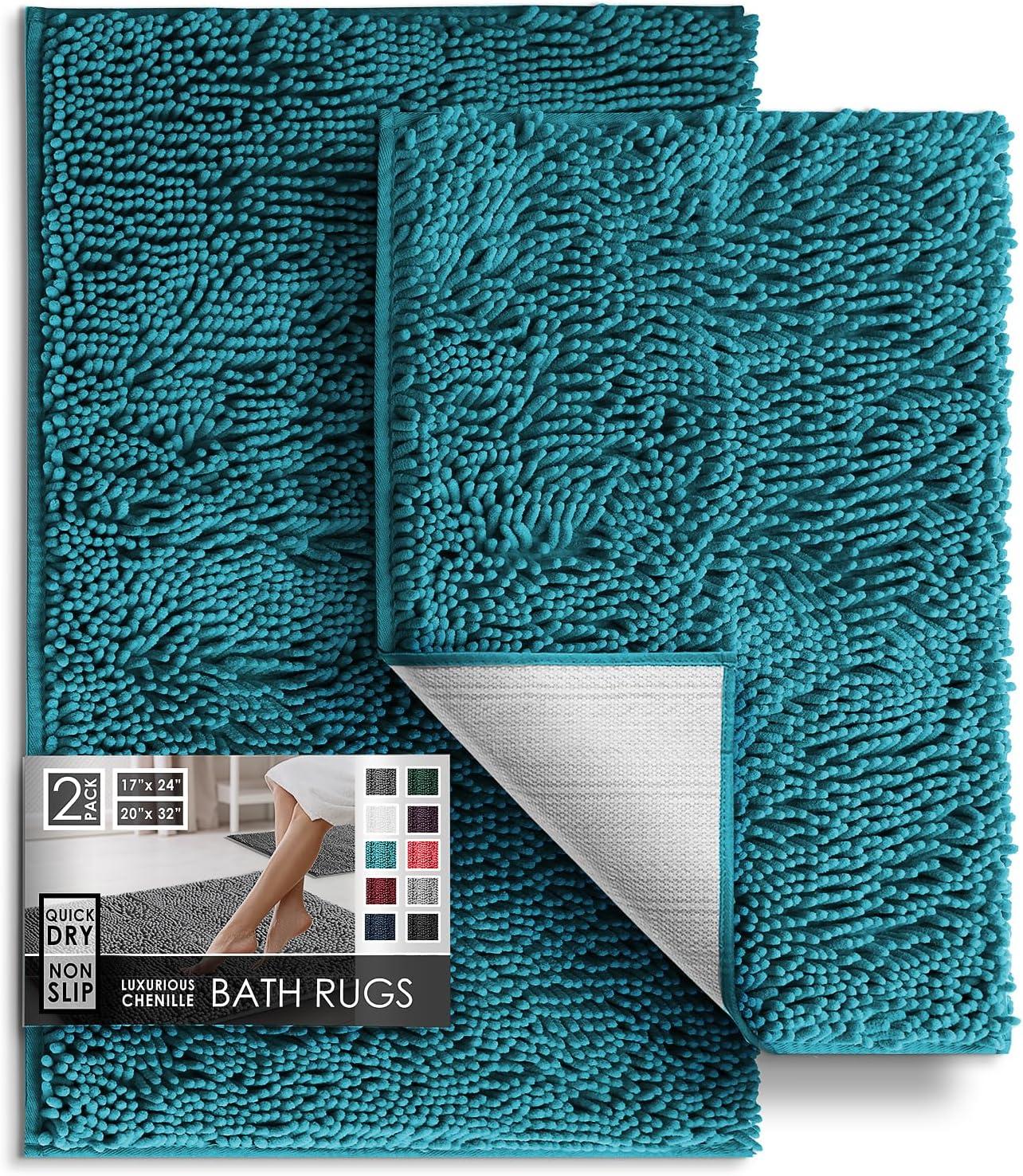 Hearth & Harbor Bathroom Rugs, Machine Washable Chenille Bath Mat for Bathroom