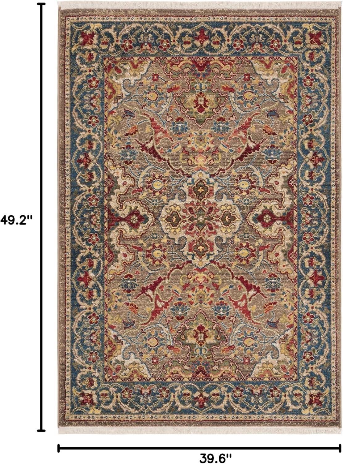 SAFAVIEH Kashan Vincent Oriental Area Rug, Taupe/Blue, 3'3" x 4'10"