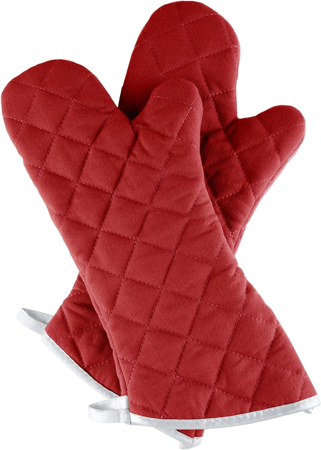 Oven Mitts- 2 Oversized Quilted Mittens, Flame and Heat Resistant By Lavish Home (Set of 2)