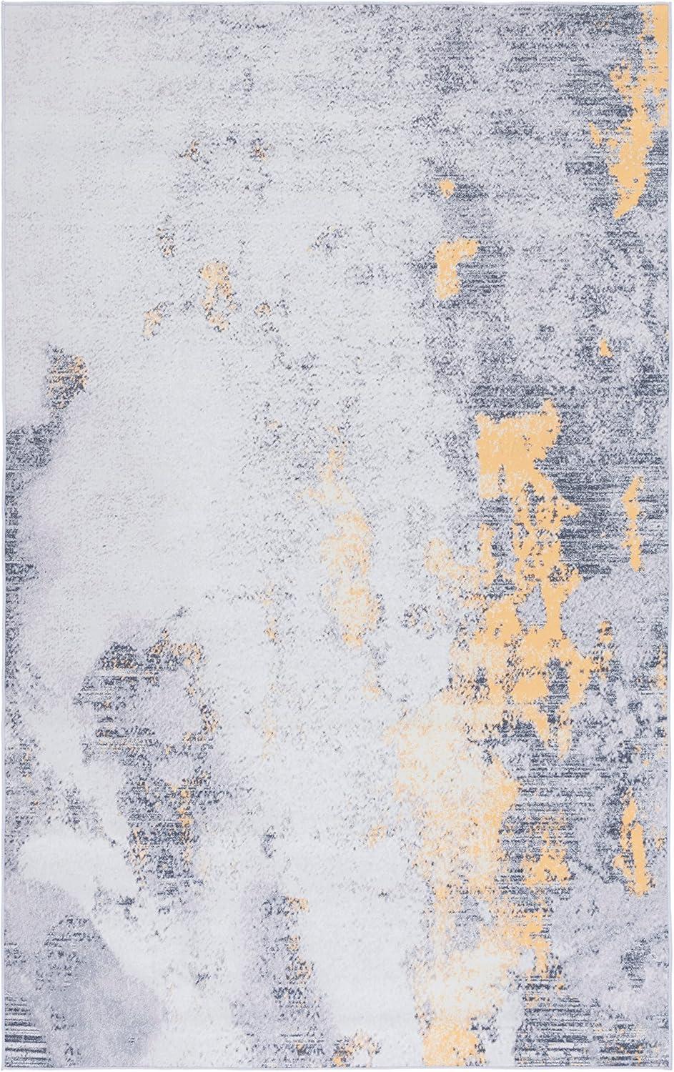 Tacoma Modern Abstract Gray & Gold Synthetic 5' x 8' Rug