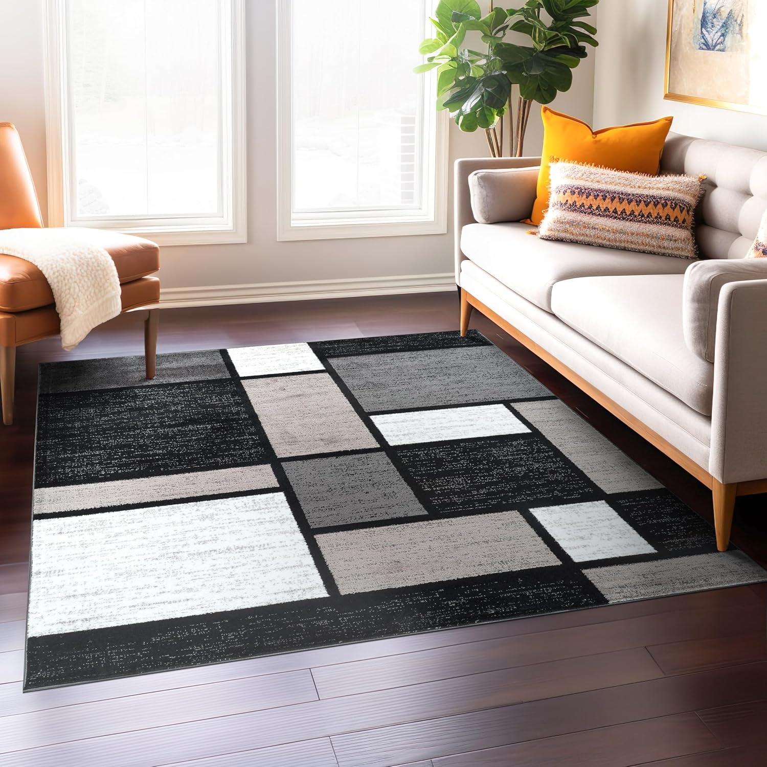 World Rug Gallery Contemporary Modern Boxed Color Block Area Rug