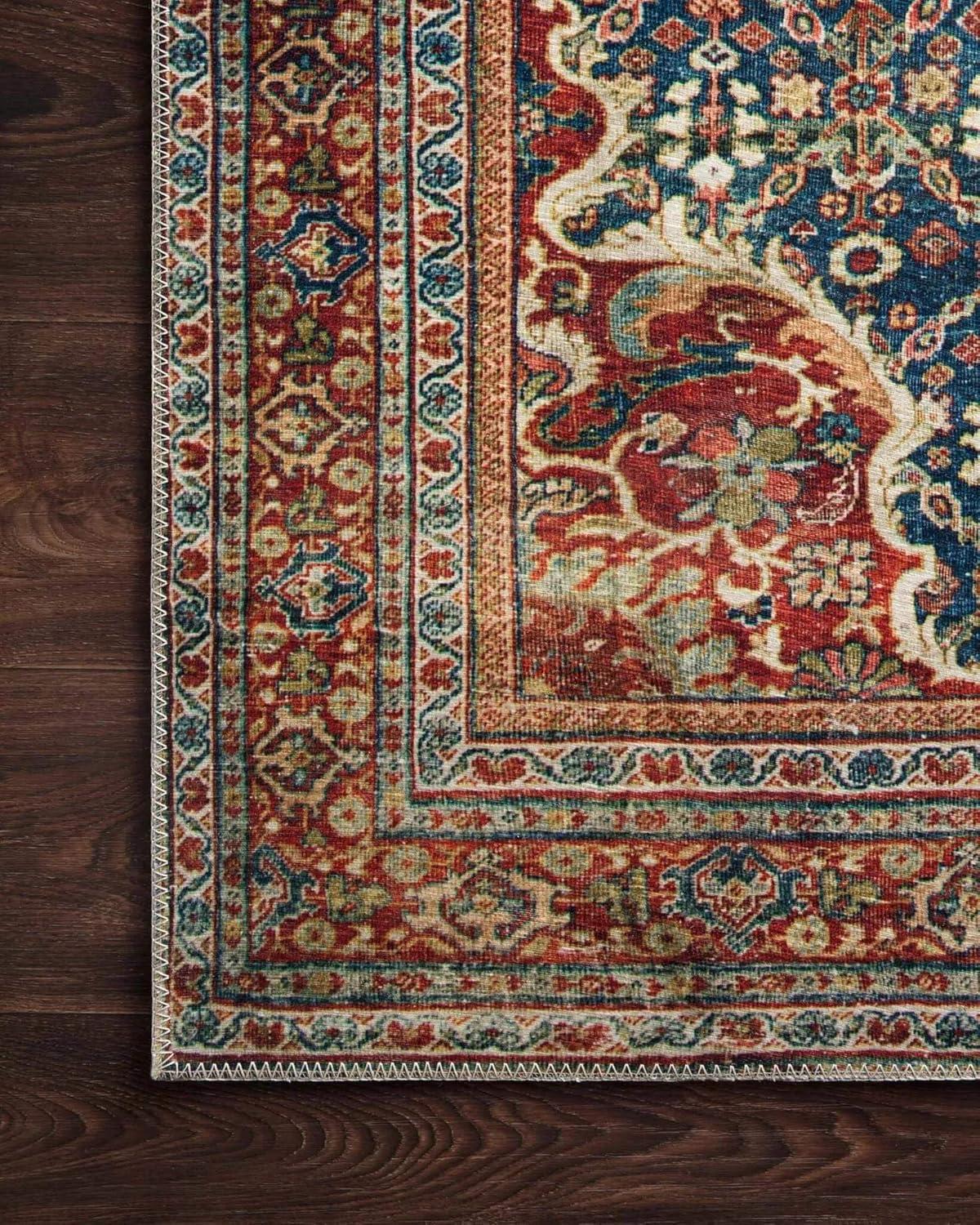 Loloi II Layla Printed Oriental Distressed Cobalt Blue / Spice Area Rug
