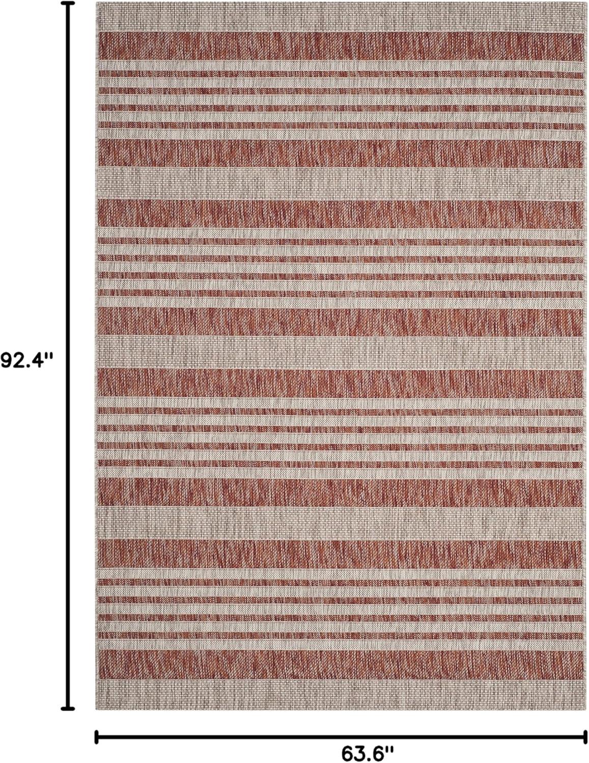 SAFAVIEH Courtyard Patrice Striped Indoor/Outdoor Area Rug, Red/Beige, 5'3" x 7'7"