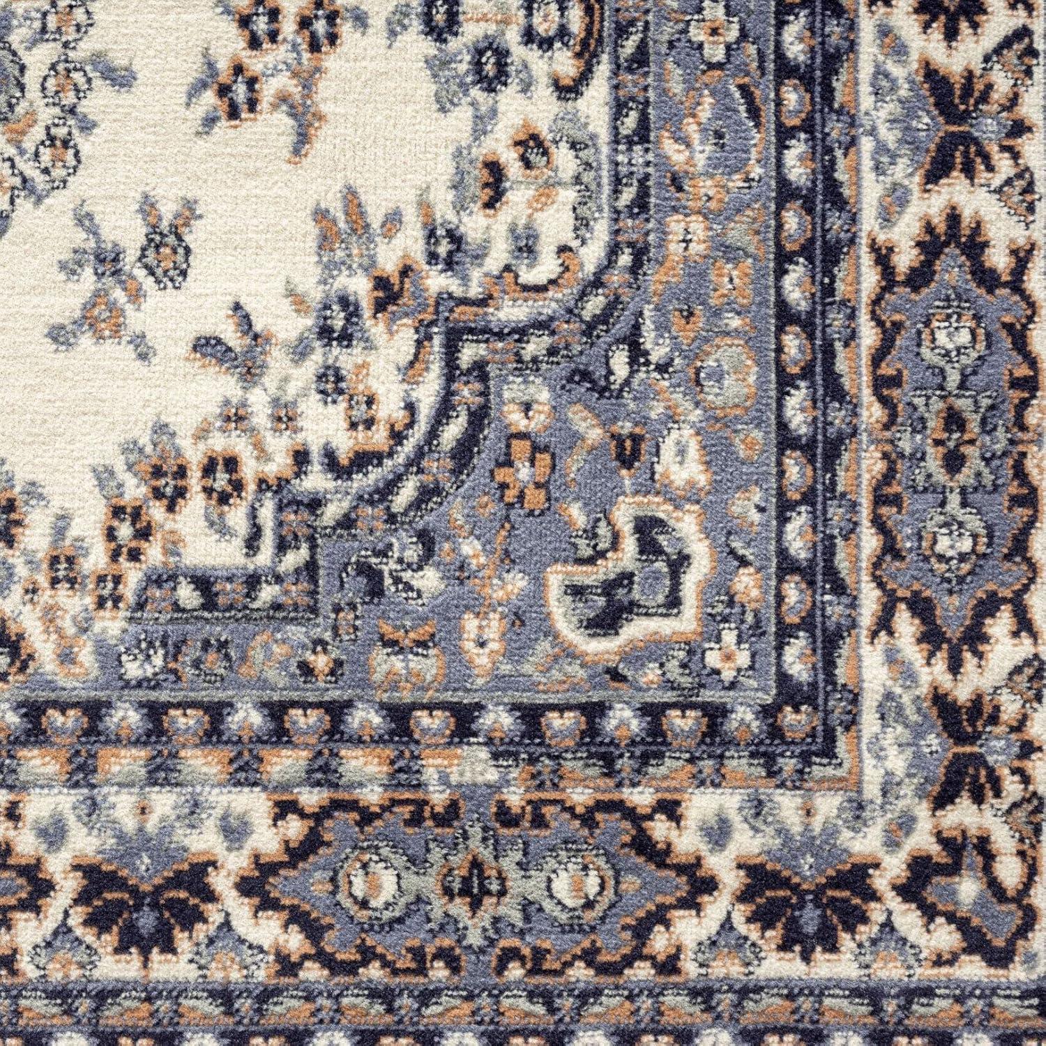 Home Dynamix Ariana Ksara Traditional Medallion Border Area Rug, Ivory/Blue, 3-Piece Set