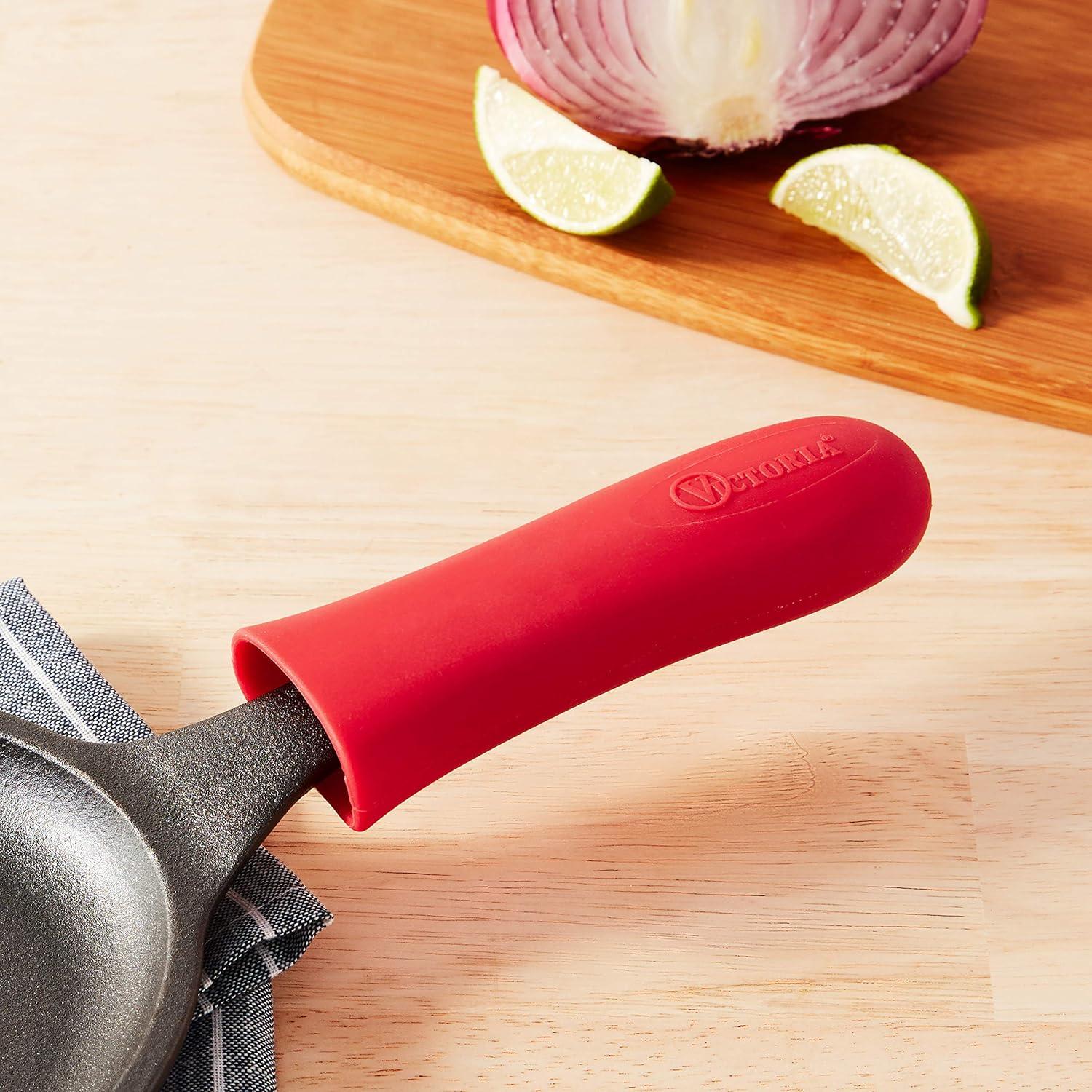 Red Silicone Handle Cover for Cast Iron Skillets