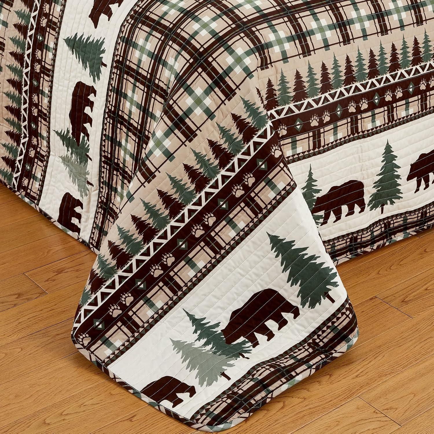 Market & Place Reversible Lodge Themed Plaid Quilt Set