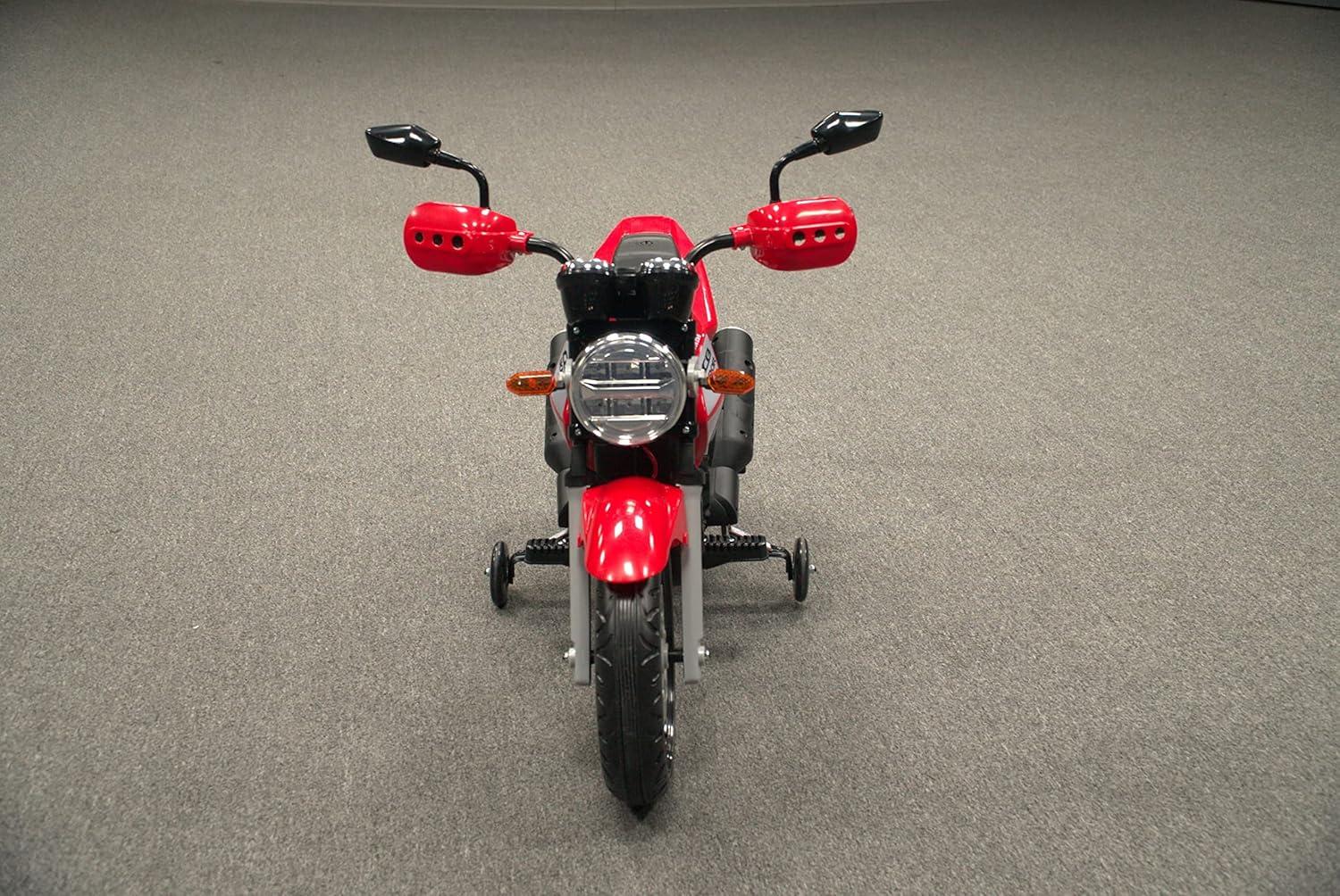 Red 12V Honda CB300R Ride-On Motorcycle with Training Wheels