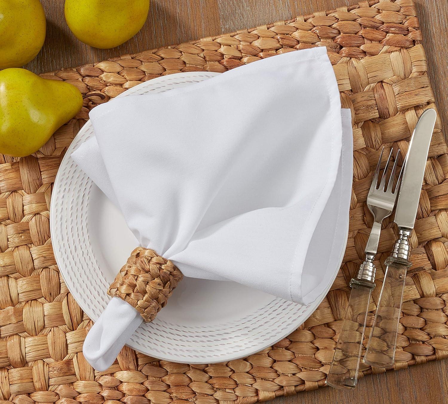 Everyday Design Napkins White (Set of 12): Saro Lifestyle Cloth Napkins, Solid Pattern, 20"x20", Machine Washable