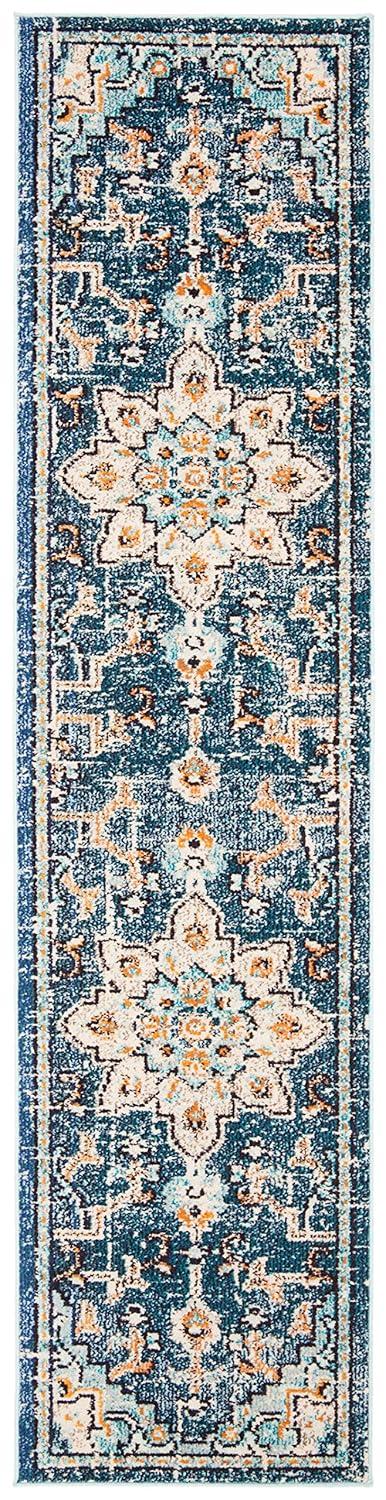 Madison MAD473 Power Loomed Indoor Runner Rug - Blue/Light Blue - 2'2"x16' - Safavieh